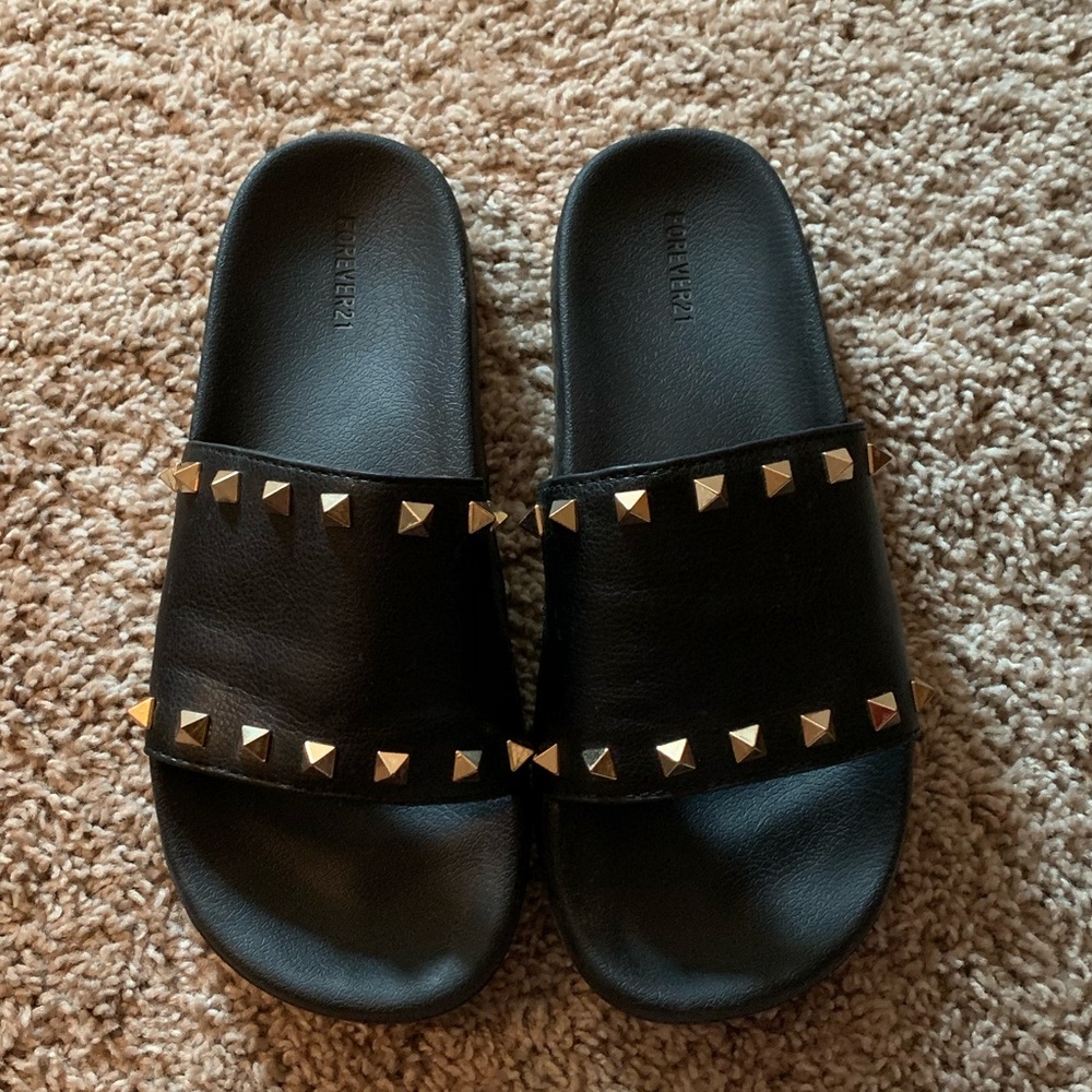 Black Studded Slip-Ons